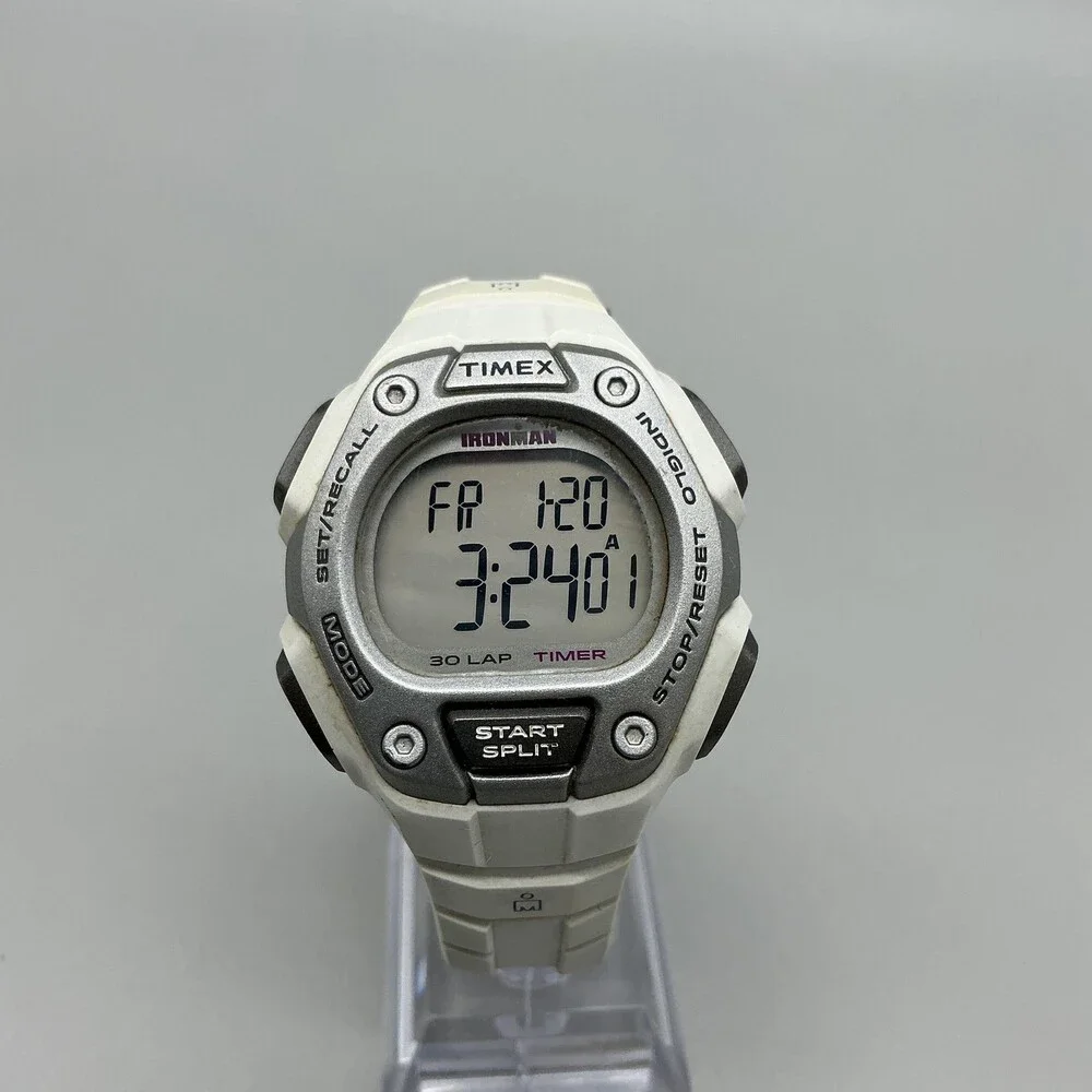 Timex Ironman 30 Lap Womens Watch 37mm Silver Tone Digital Indiglo New Battery
